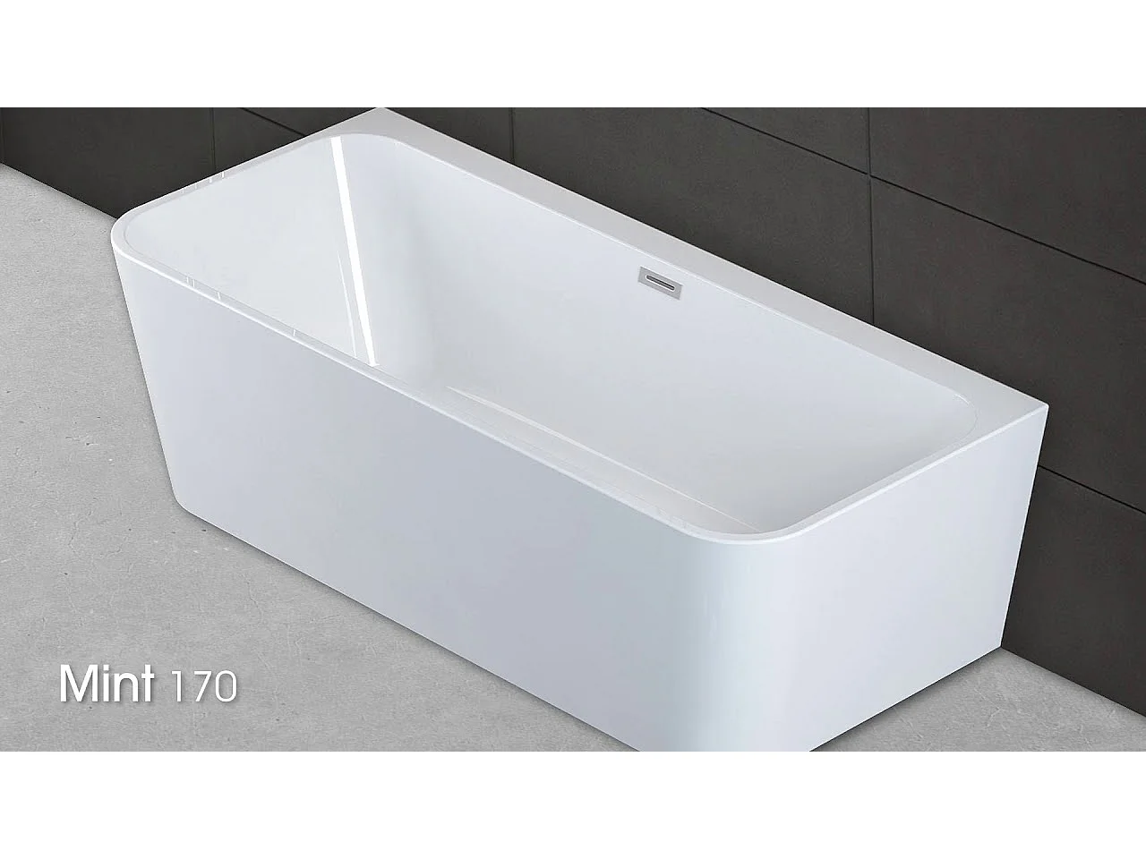 Baignoire Ilot Mint 170 blanche 170  x81  x57  cm, by SPALINA