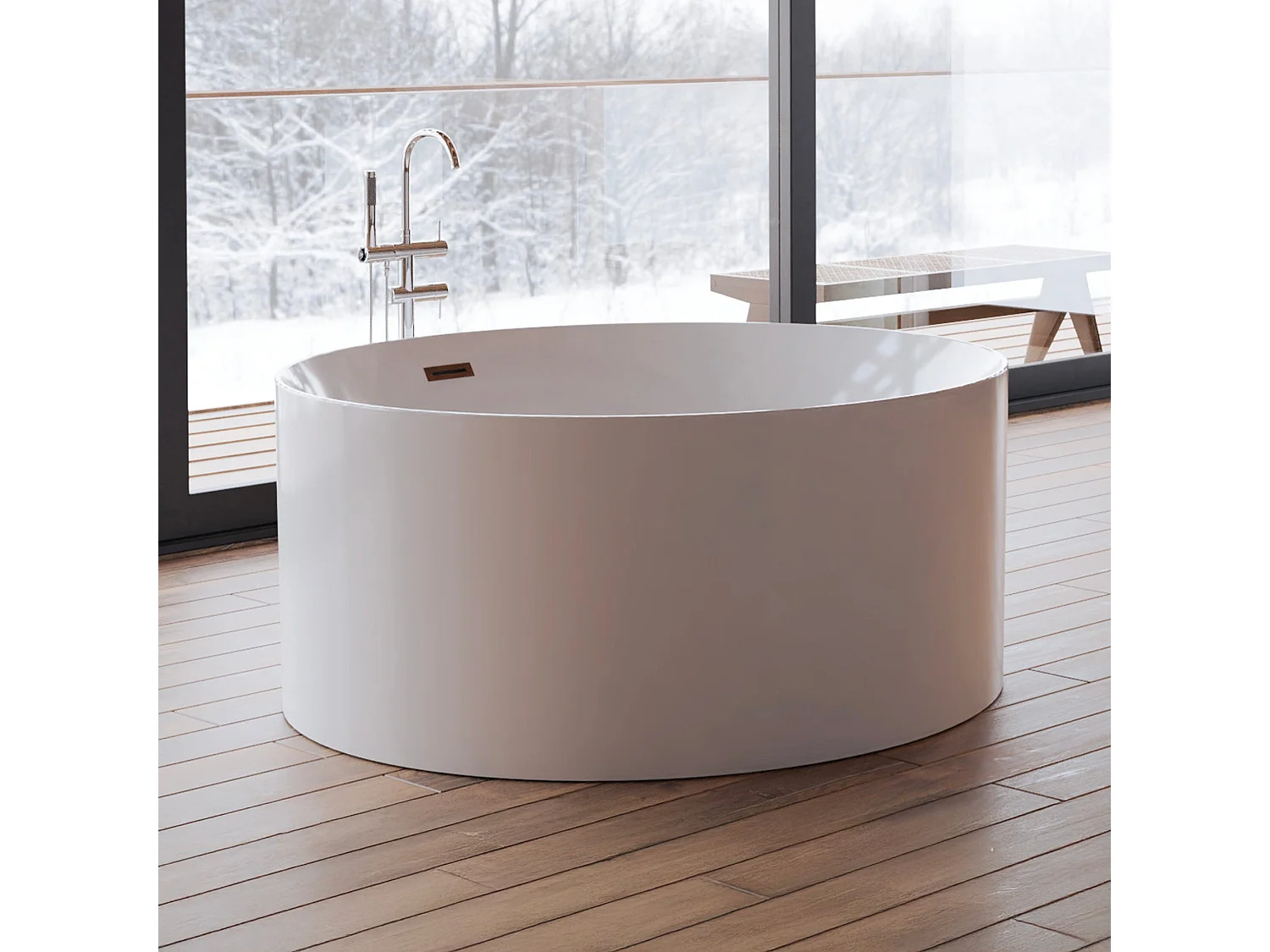 Baignoire Ilot Loom 2.0 130 blanche 130  x130  x58  cm, by SPALINA