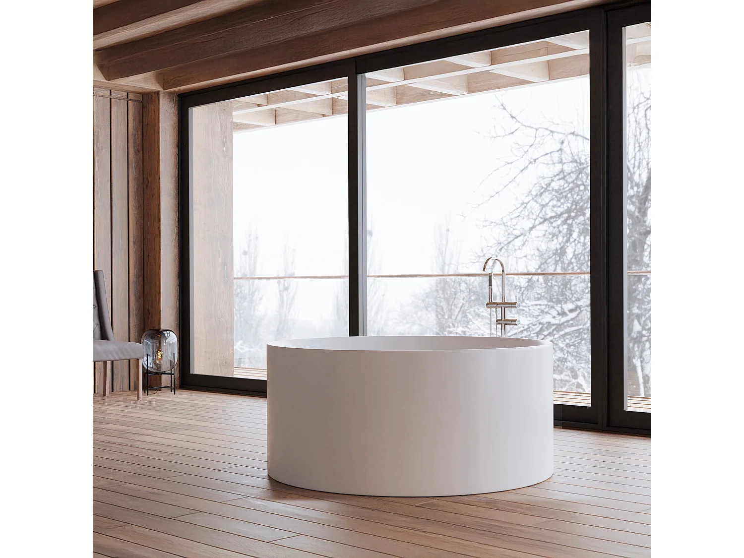 Baignoire Ilot Loom 2.0 130 blanche 130  x130  x58  cm, by SPALINA