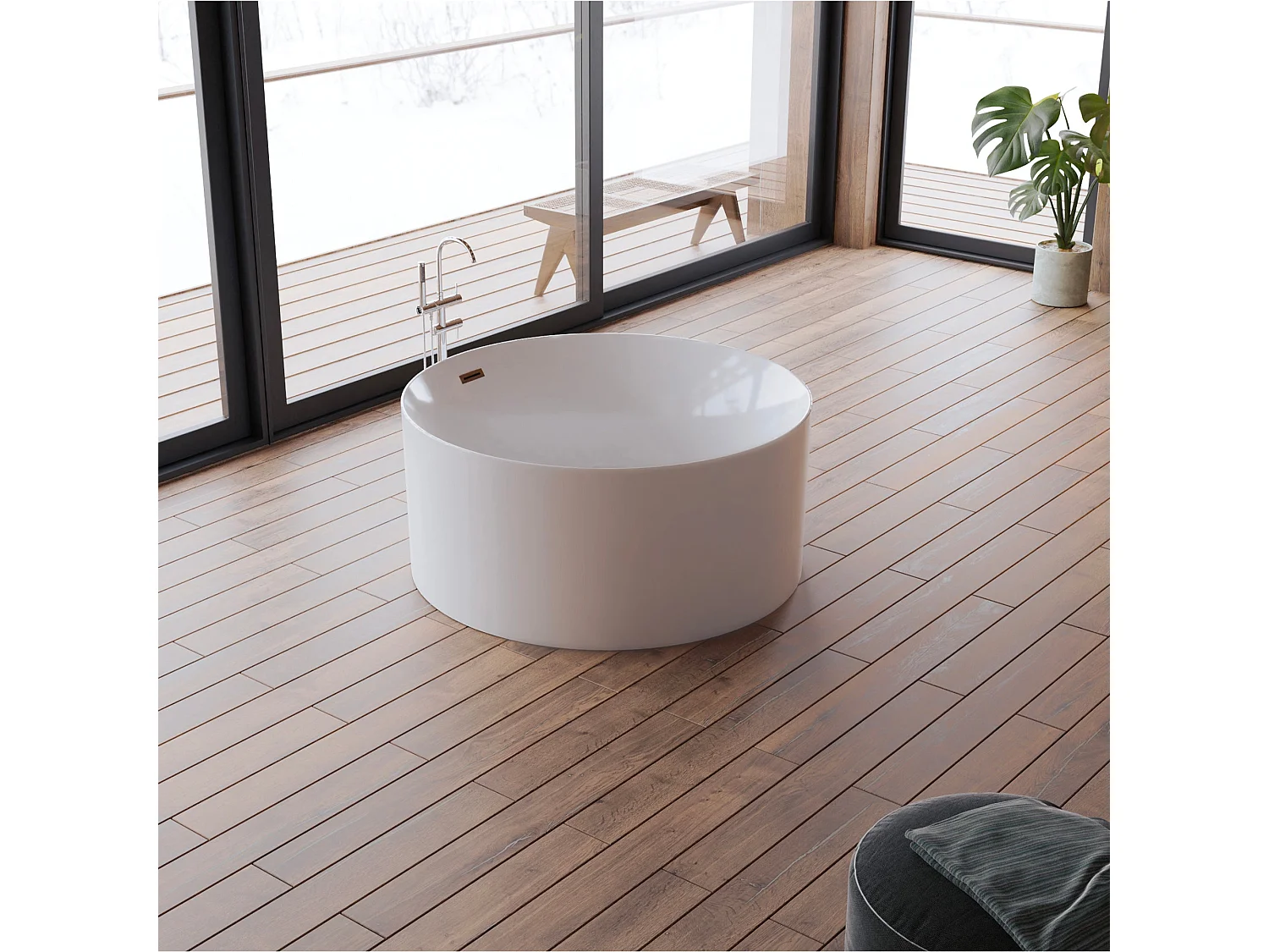 Baignoire Ilot Loom 2.0 130 blanche 130  x130  x58  cm, by SPALINA