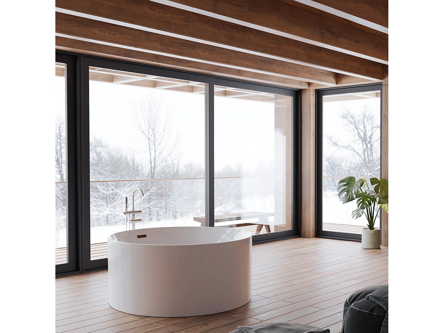 Baignoire Ilot Loom 2.0 130 blanche 130  x130  x58  cm, by SPALINA