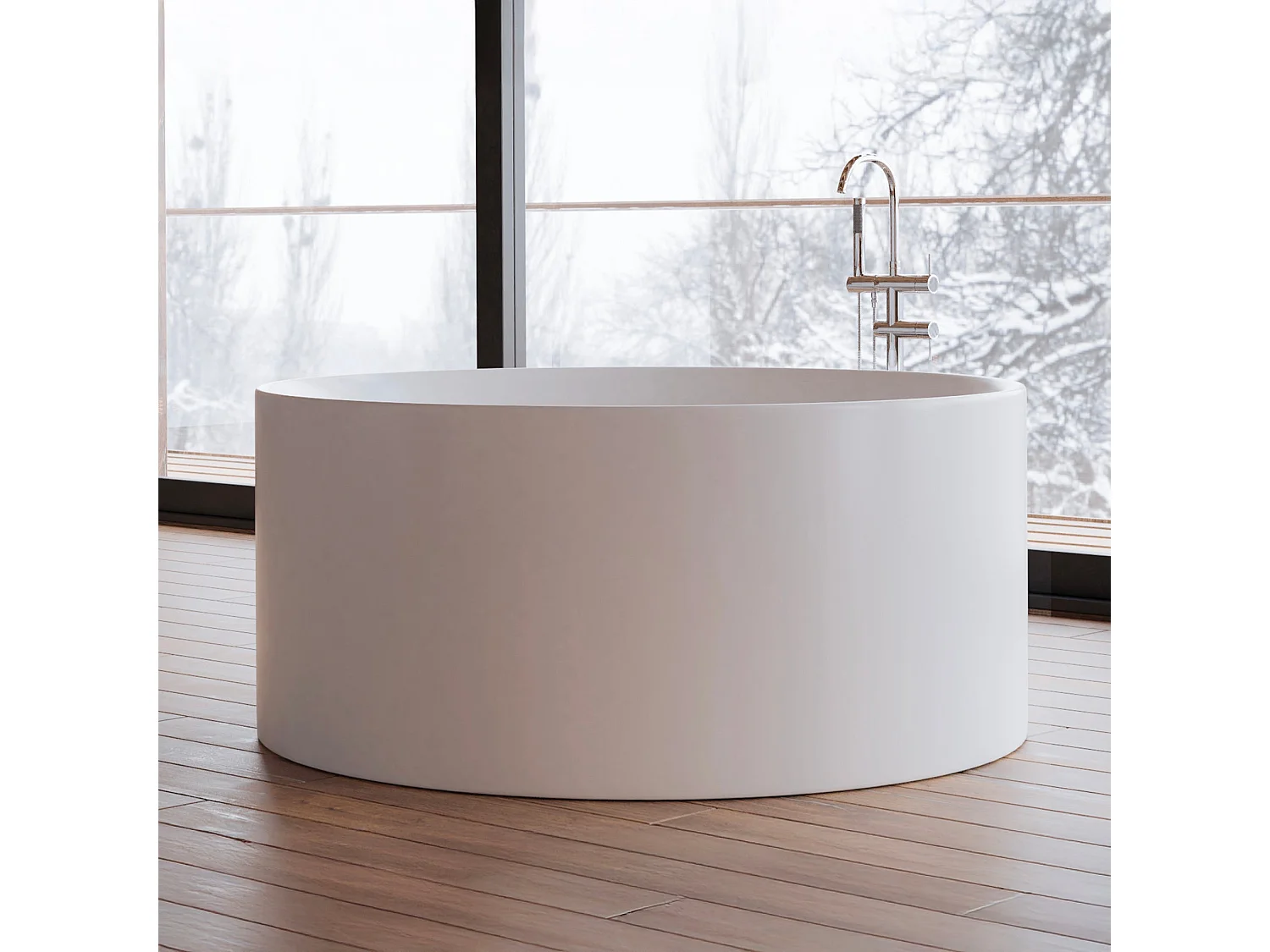 Baignoire Ilot Loom 2.0 130 blanche 130  x130  x58  cm, by SPALINA