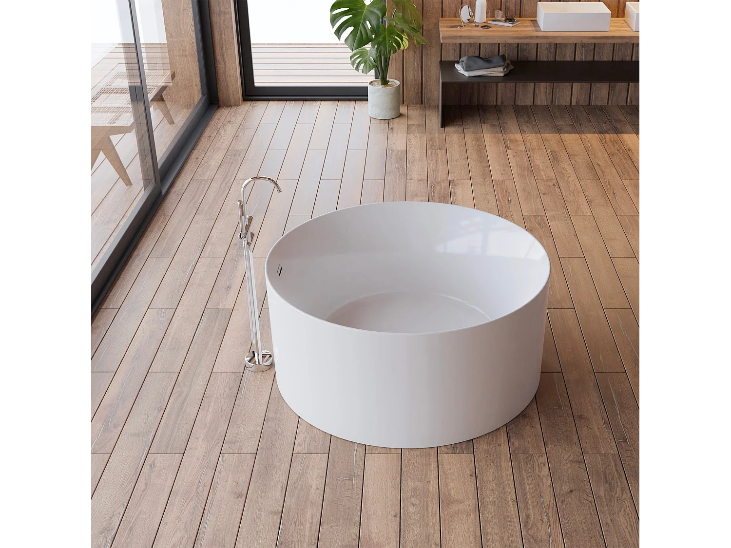 Baignoire Ilot Loom 2.0 130 blanche 130  x130  x58  cm, by SPALINA