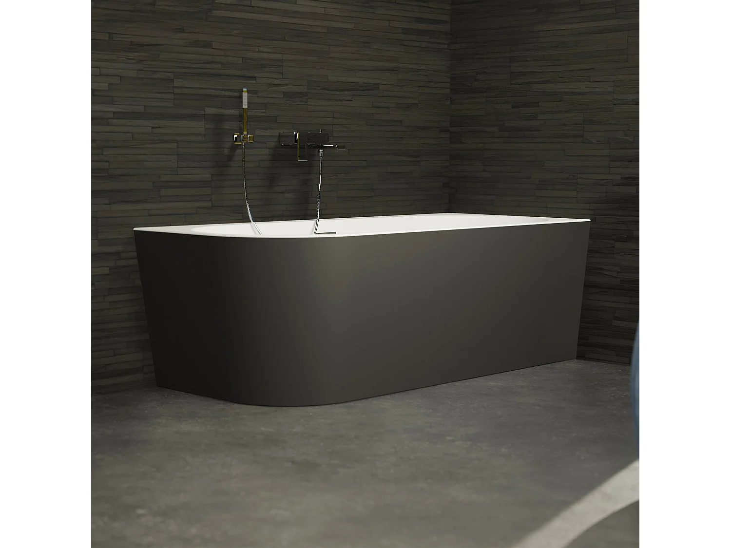 Baignoire Ilot Capri 180 droite noire 180  x81  x58  cm, by SPALINA
