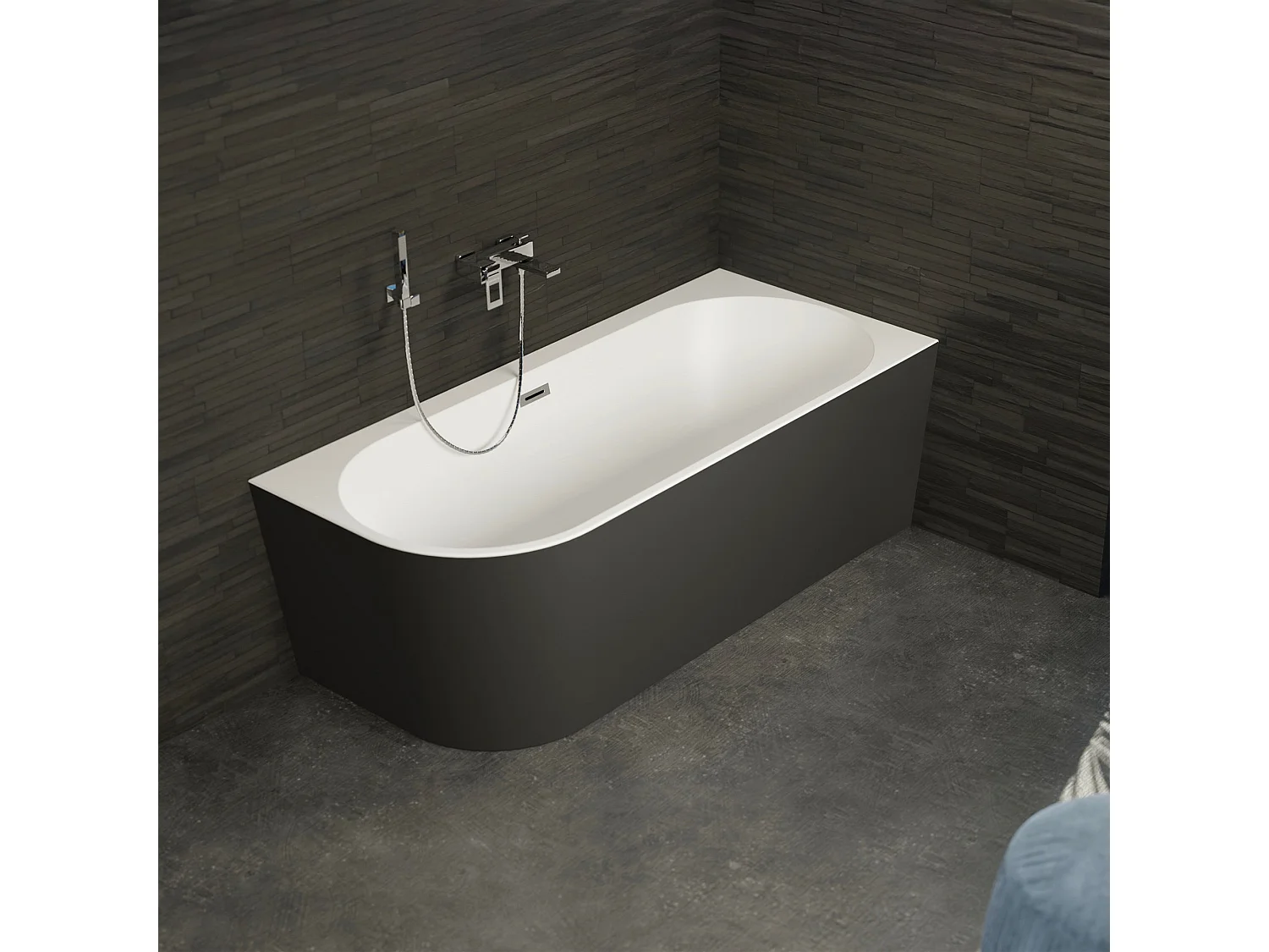 Baignoire Ilot Capri 180 droite noire 180  x81  x58  cm, by SPALINA