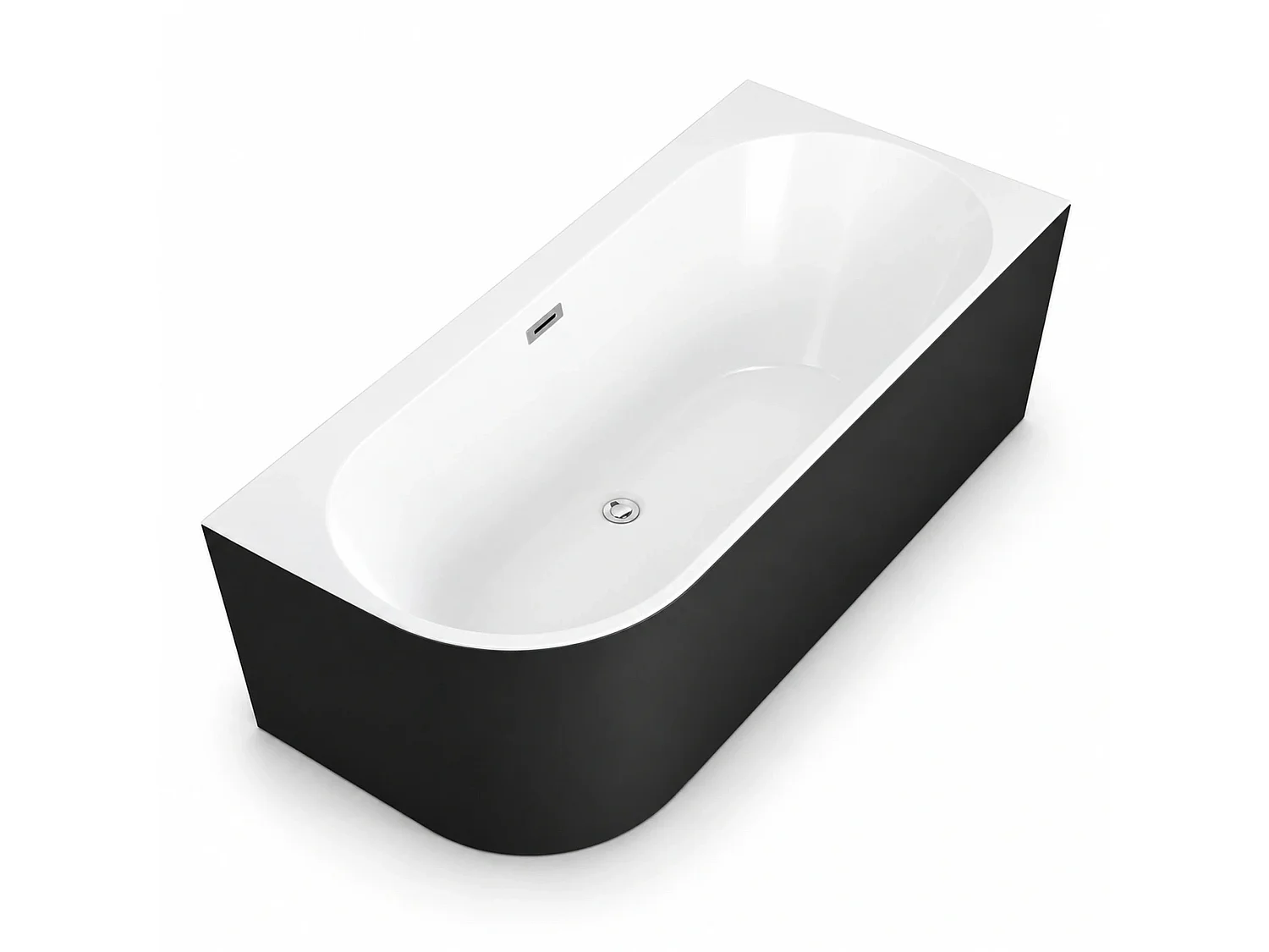 Baignoire Semi-îlot Murale D'angle Capri 180 Droite Noire 180 X81 X58 Cm, By Spalina