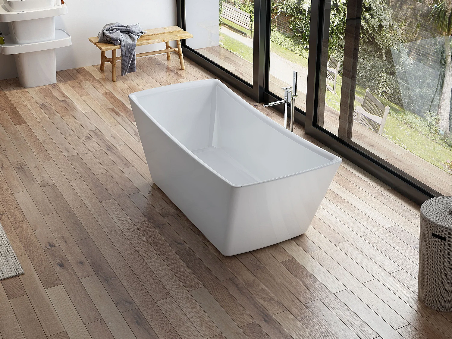 Baignoire Ilot Kira 170 blanche 170  x75  x63  cm, by SPALINA