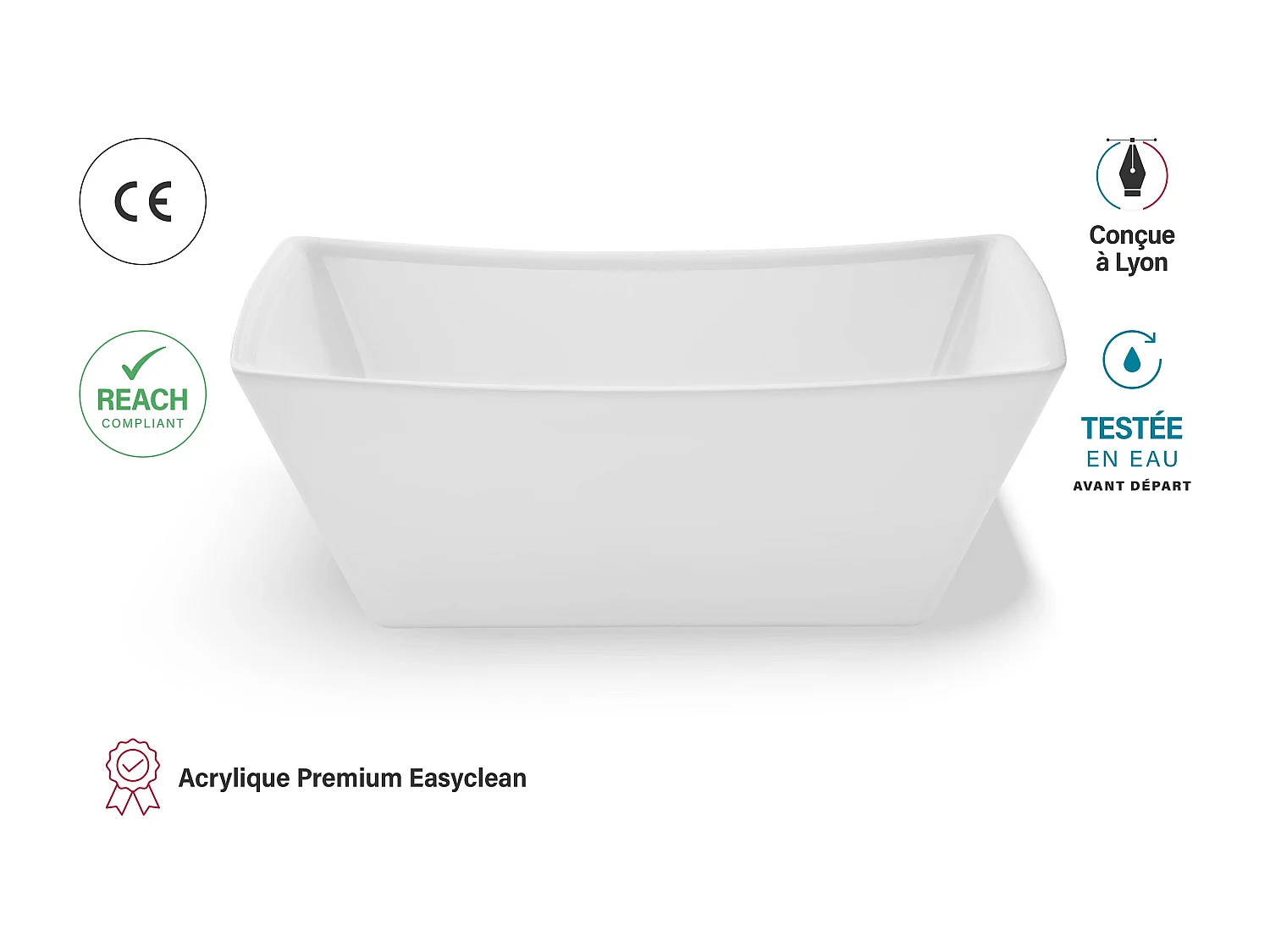 Baignoire Ilot Kira 170 blanche 170  x75  x63  cm, by SPALINA
