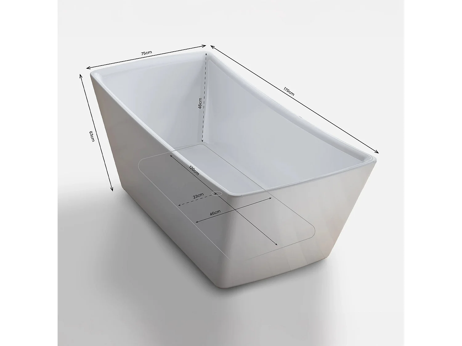 Baignoire Ilot Kira 170 blanche 170 x75 x63 cm, by SPALINA