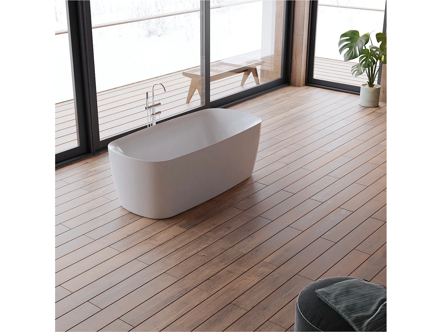 Baignoire Ilot Swing 170 blanche 170  x80  x58  cm, by SPALINA