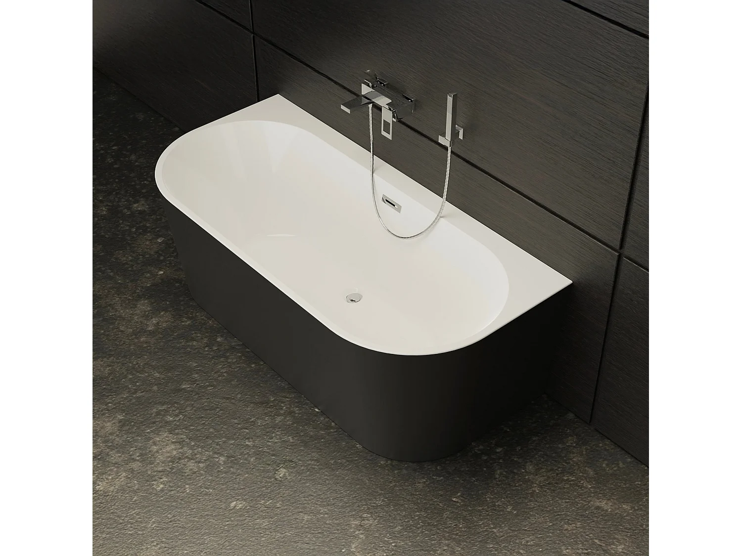 Baignoire Ilot Naos 170 noire 170  x80  x58  cm, by SPALINA
