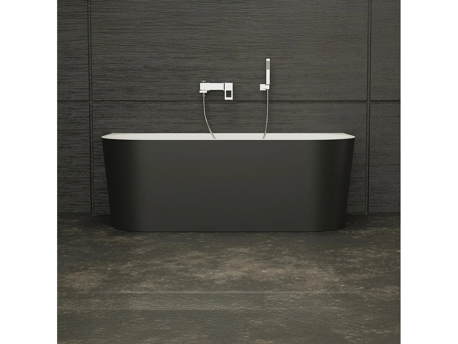 Baignoire Ilot Naos 170 noire 170  x80  x58  cm, by SPALINA