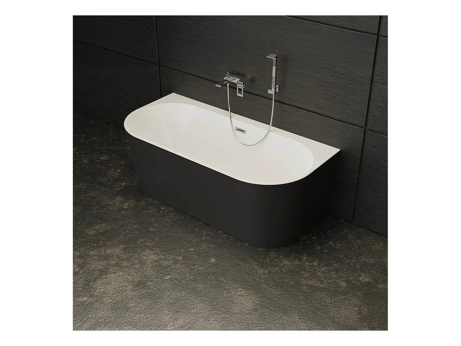 Baignoire Ilot Naos 170 noire 170  x80  x58  cm, by SPALINA