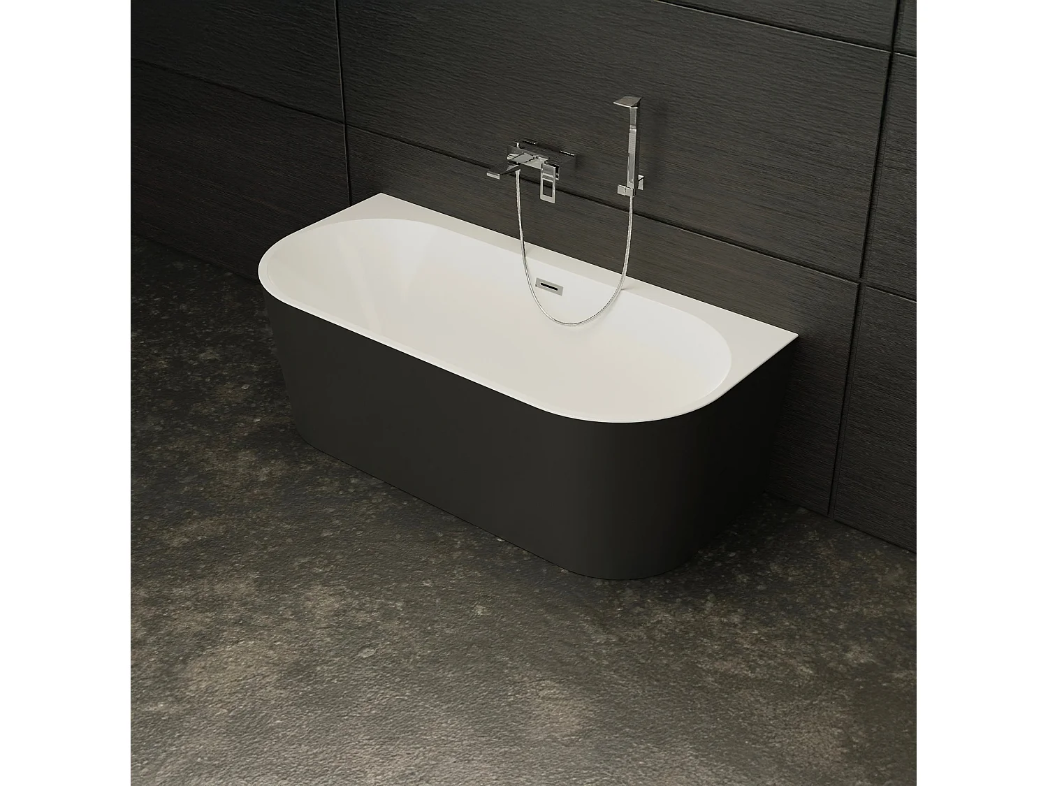 Baignoire Ilot Naos 170 noire 170 x80 x58 cm, by SPALINA