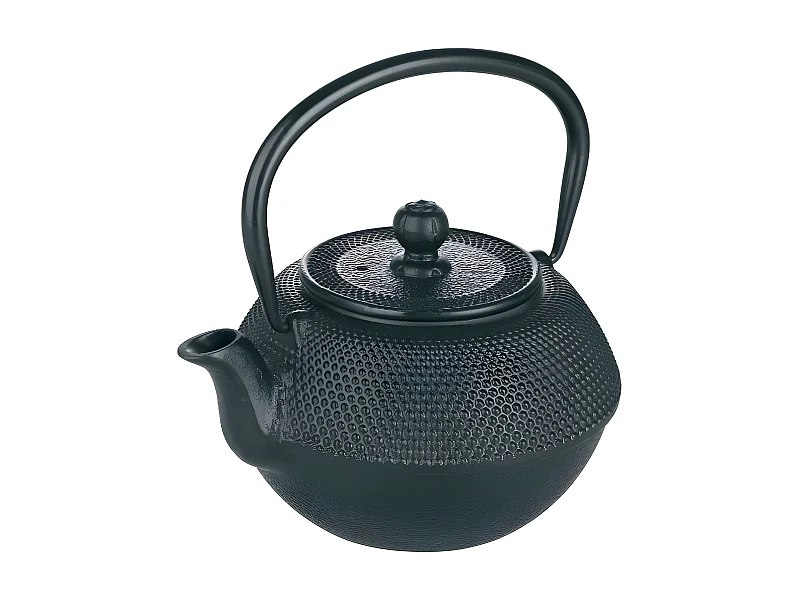 Schwarzer 1,2L Gusseisen Teekanne mit abnehmbarem Edelstahlfilter