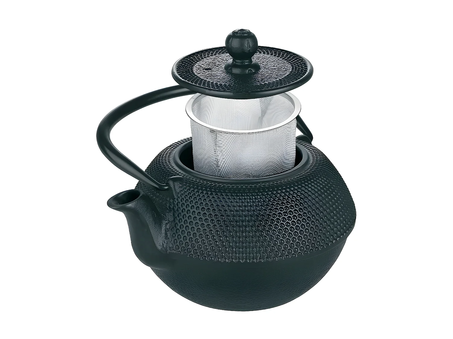 Théière en fonte noire 1.2L avec filtre amovible en acier inoxydable