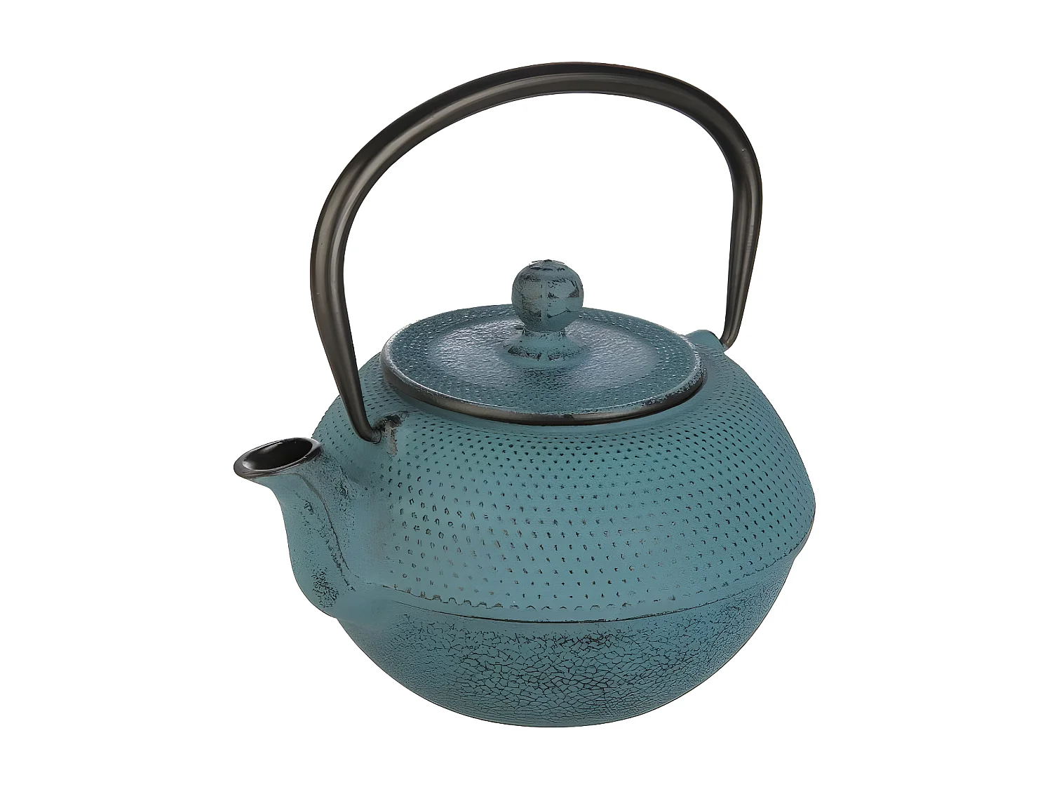 Tetera de hierro fundido azul de 1,2L con filtro removible de acero inoxidable