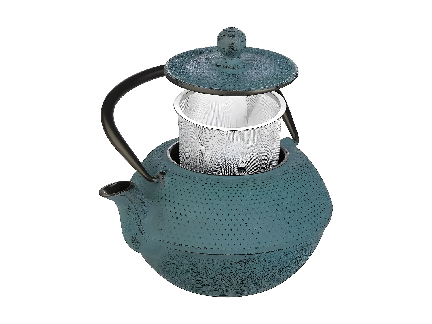 Théière en fonte bleu 1.2L avec filtre amovible en acier inoxydable