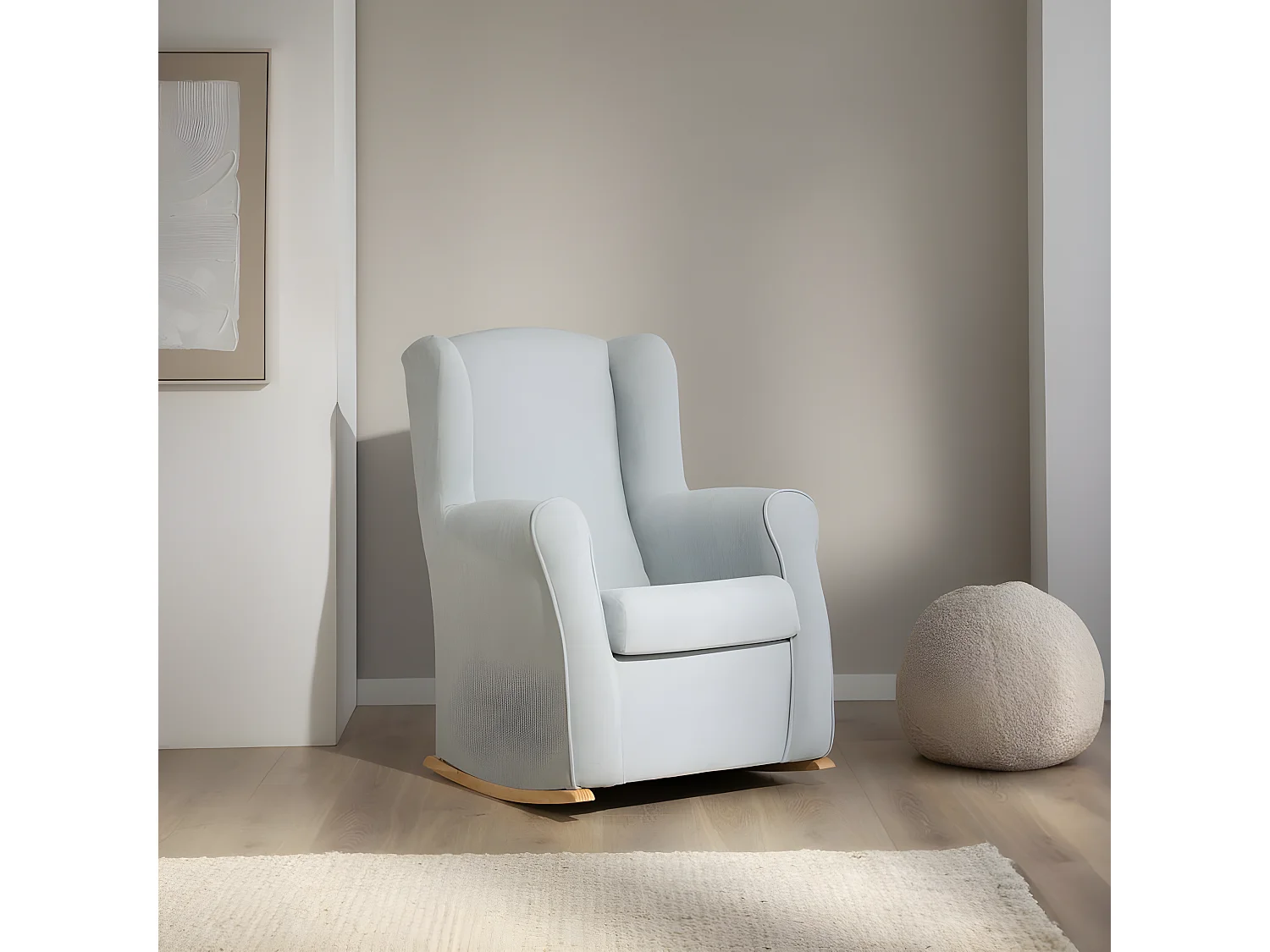 Fauteuil effet bois Bleu Aigue-marine 80x100