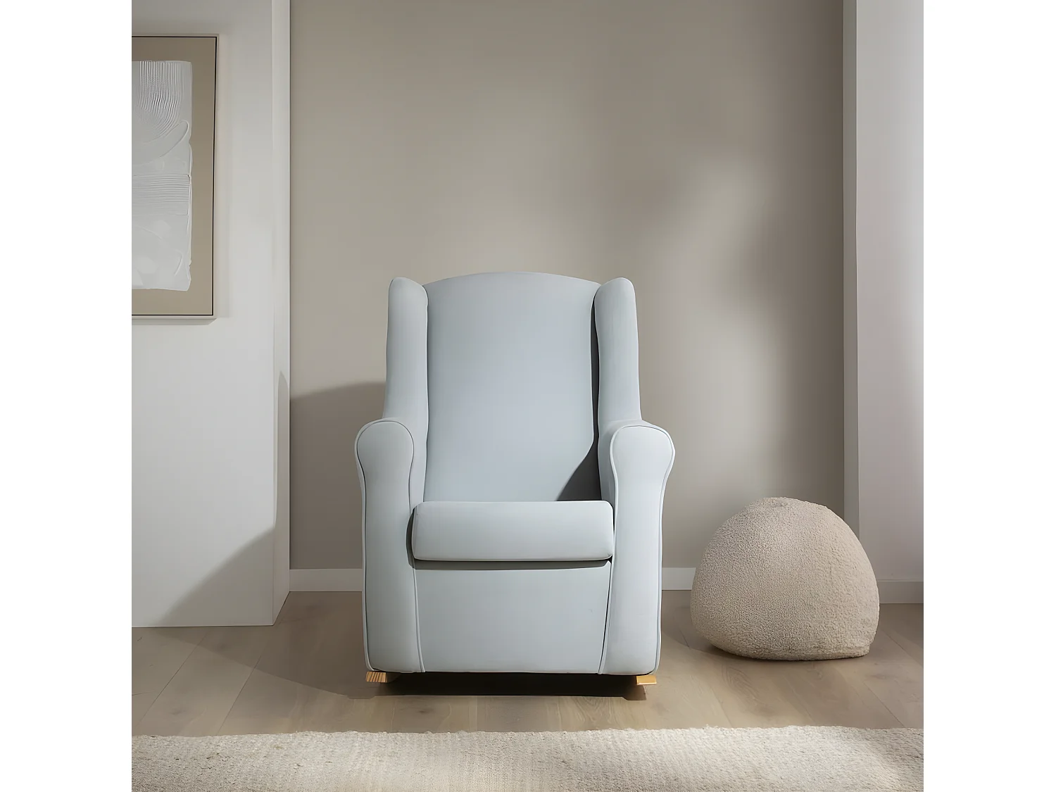 Fauteuil effet bois Bleu Aigue-marine 80x100