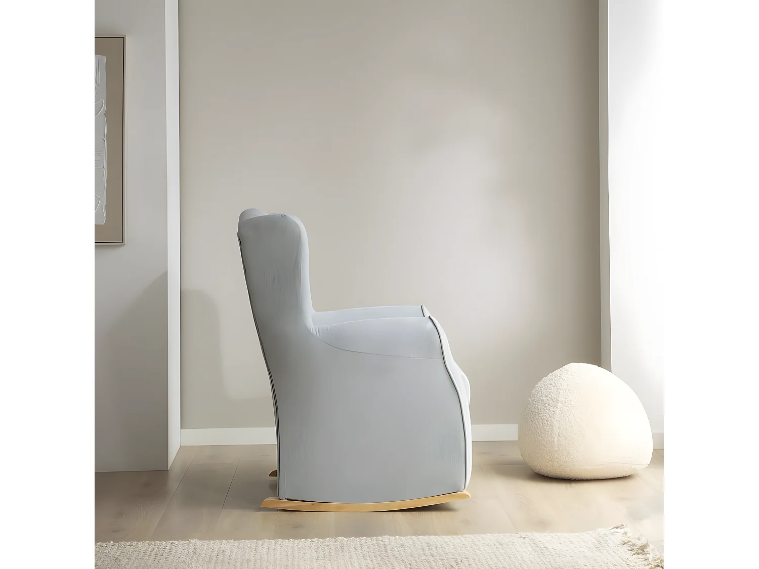 Fauteuil effet bois Bleu Aigue-marine 80x100