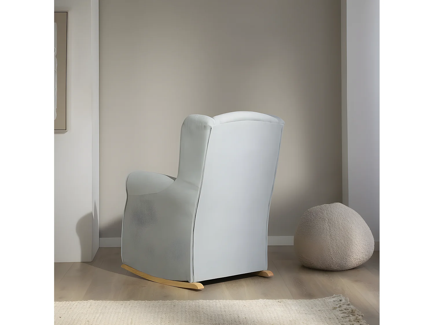 Fauteuil effet bois Bleu Aigue-marine 80x100