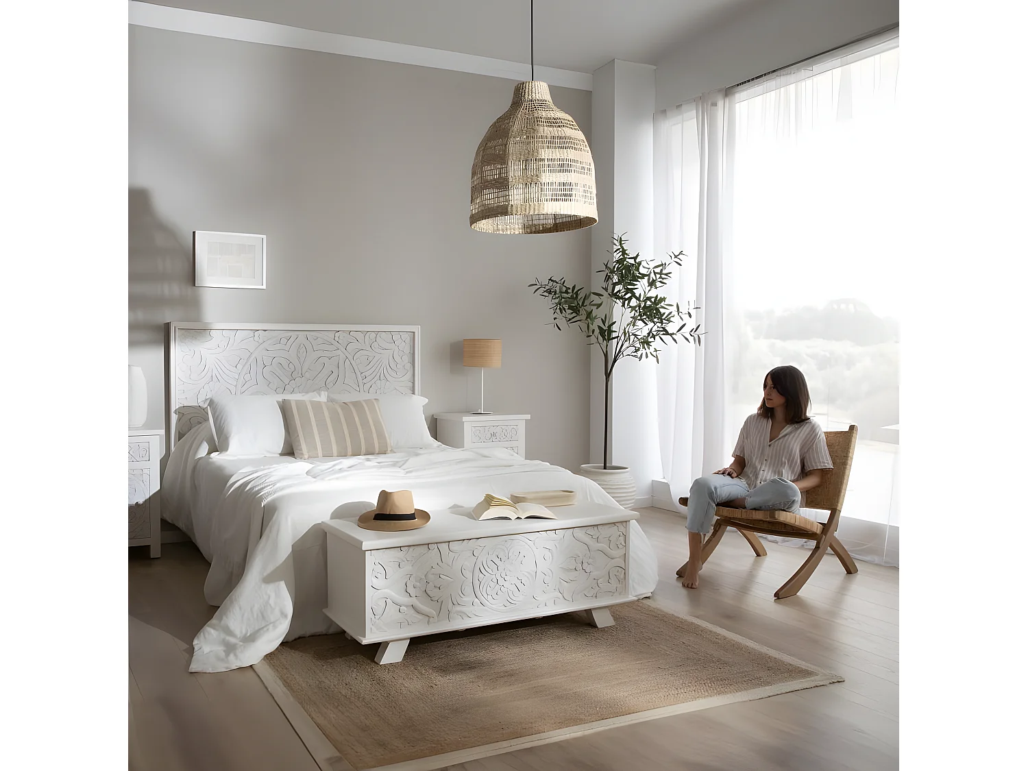 Fauteuil en rotin naturel 52x73