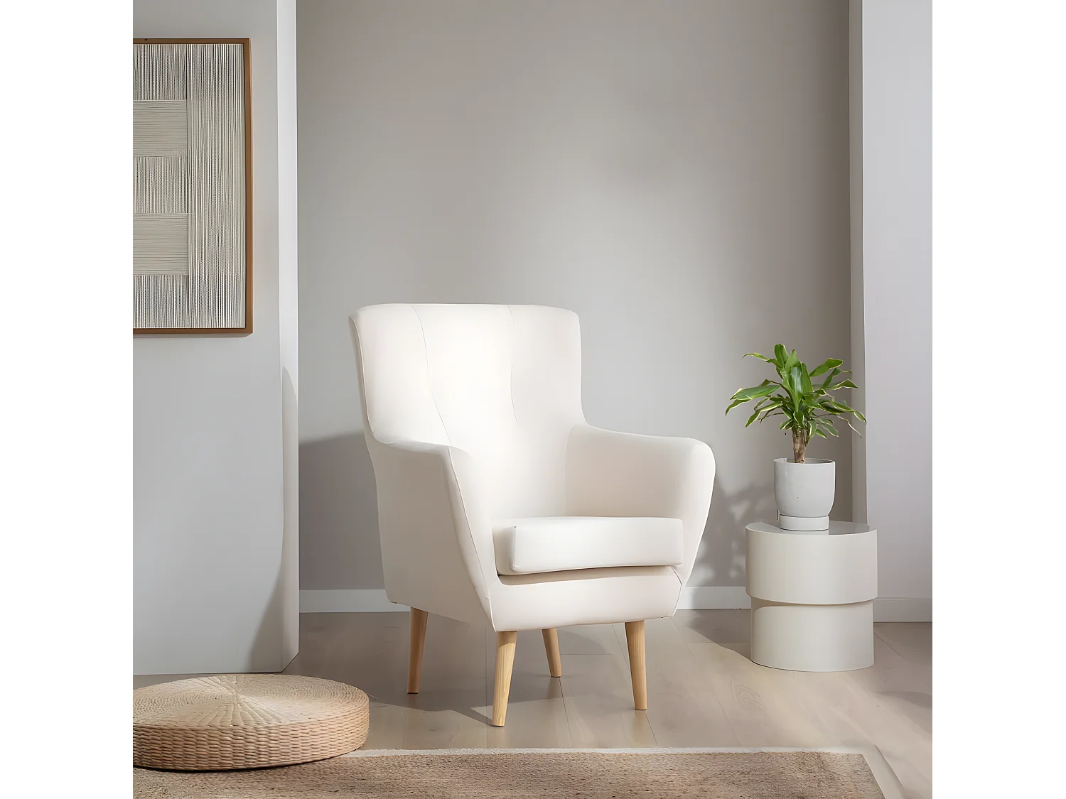 Fauteuil effet bois blanc 75x100