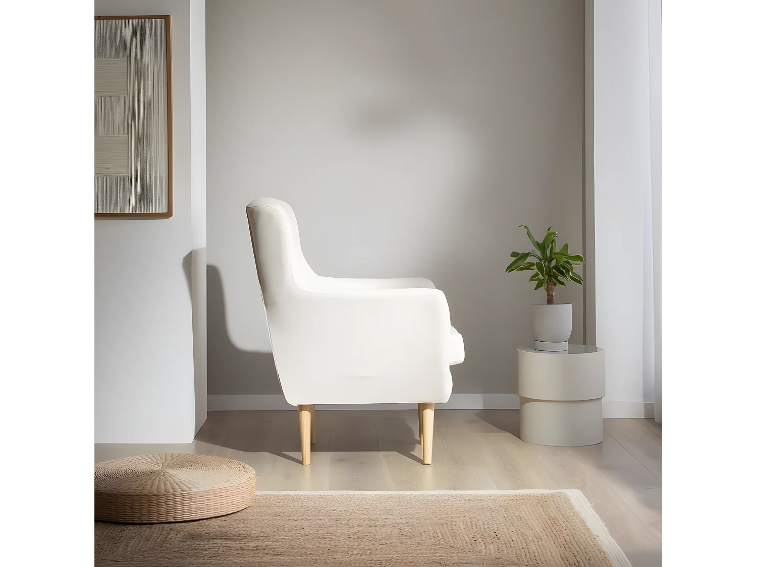 Fauteuil effet bois blanc 75x100