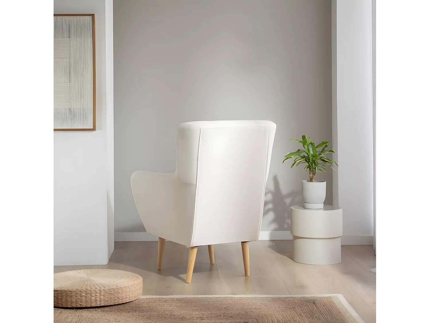 Fauteuil effet bois blanc 75x100