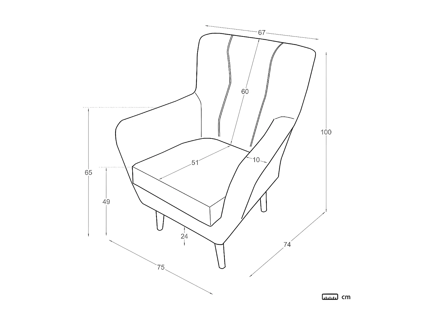 Fauteuil effet bois blanc 75x100