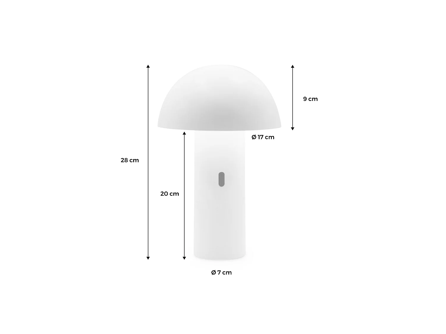 Lampada da tavolo a batteria Nomadic con testa orientabile, 28cm, Thom, Bianco, 7x7x28 cm