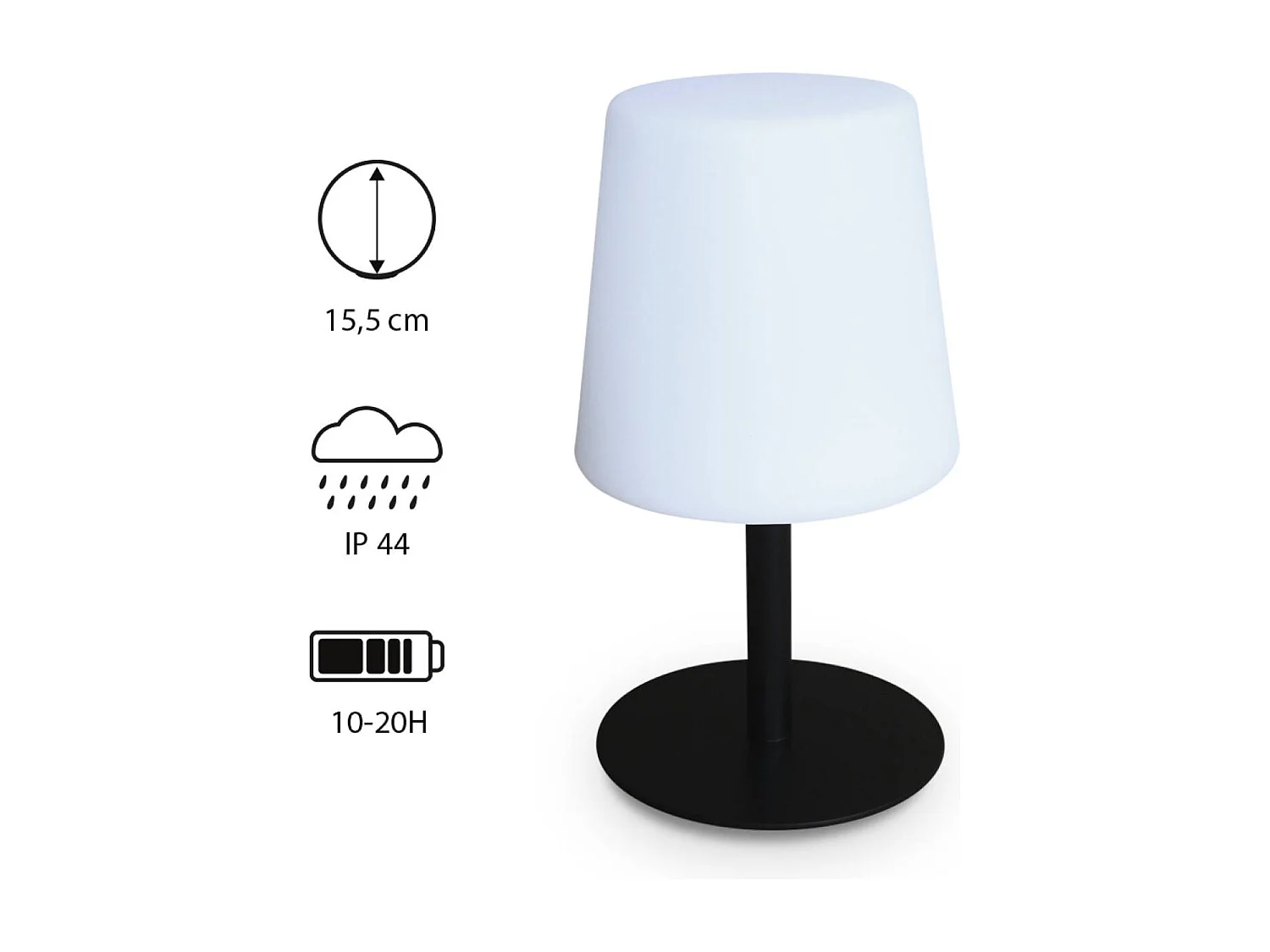 Lot de 2 lampes LED à poser de 28cm noire - Lampes de table décorative lumineuse. Ø 16cm