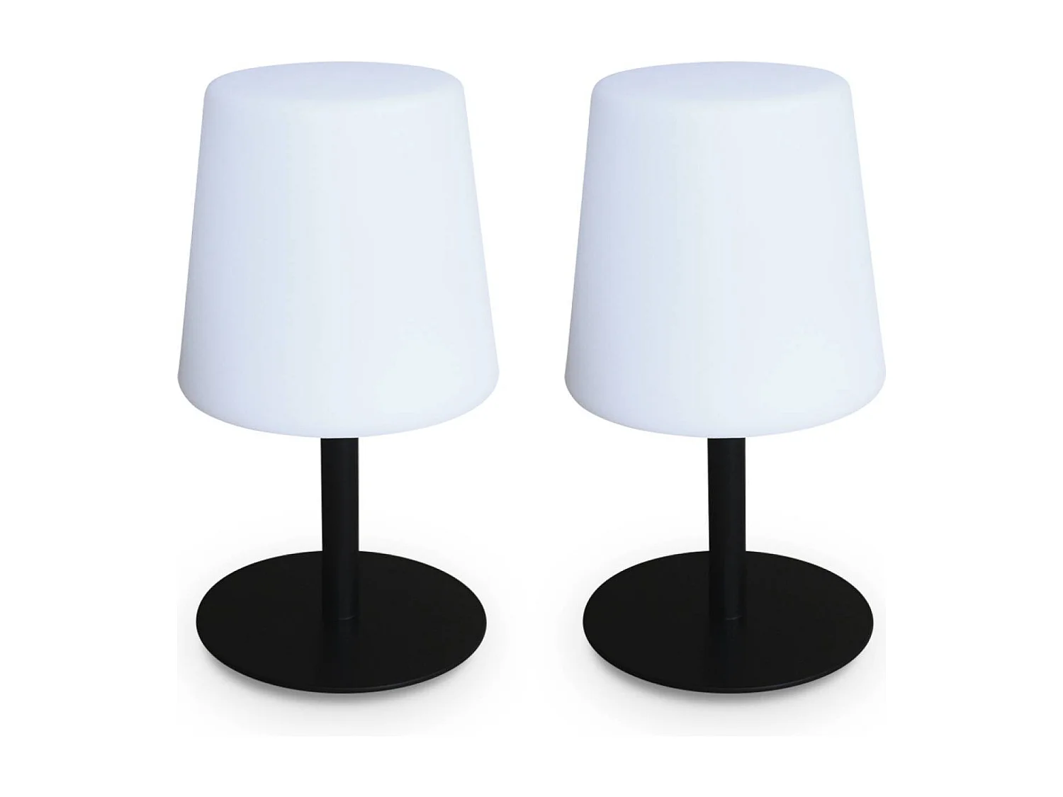 Lot de 2 lampes LED à poser de 28cm noire - Lampes de table décorative lumineuse. Ø 16cm