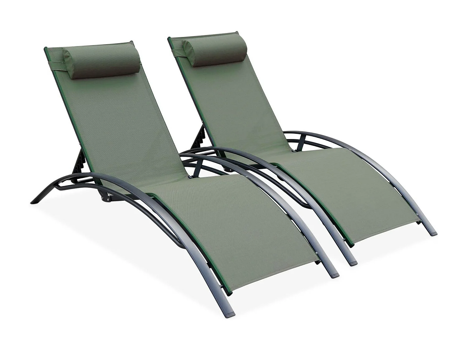 Tumbona de aluminio textileno, set de 2 antracita
