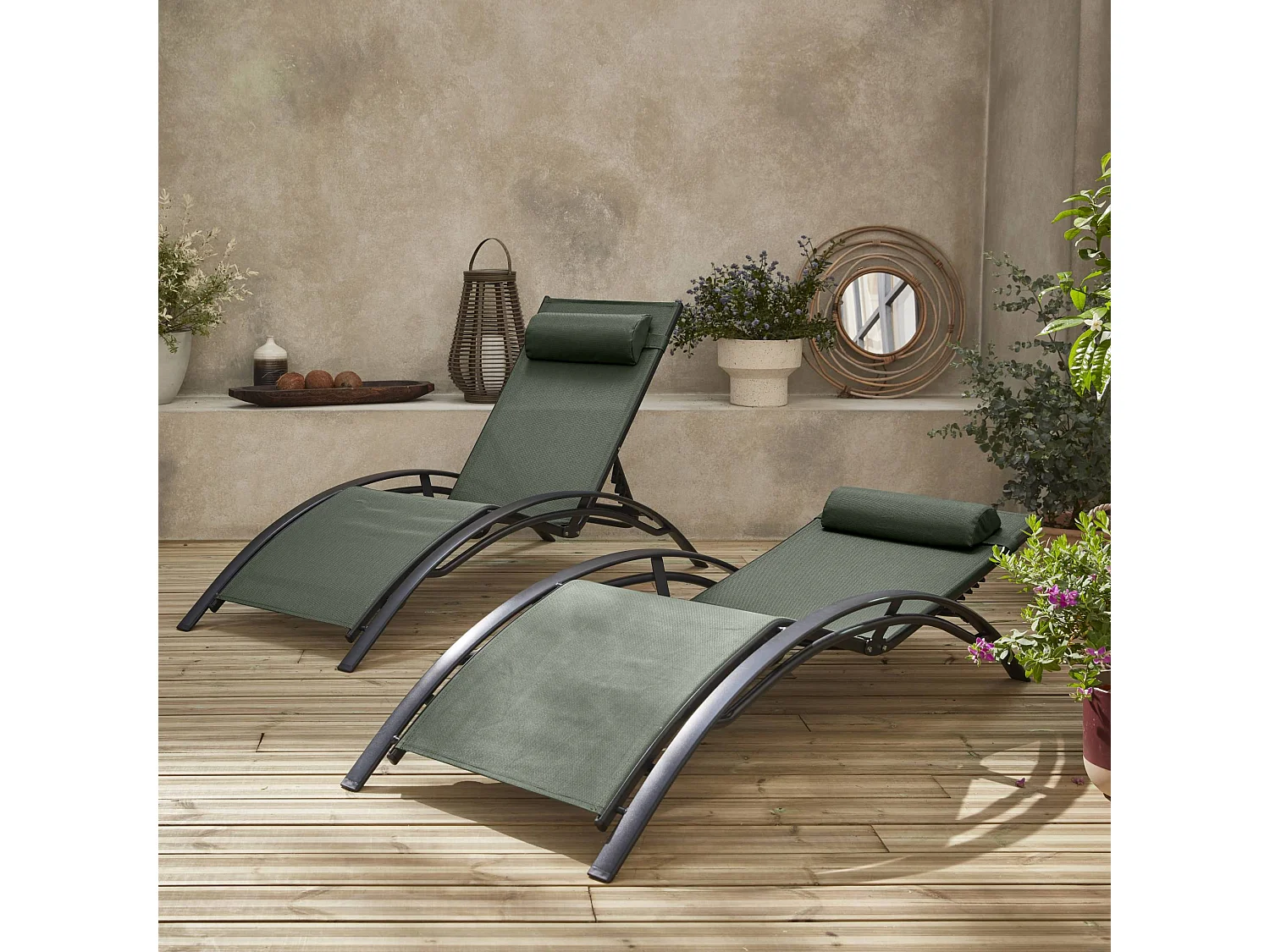 Tumbona de aluminio textileno, set de 2 antracita