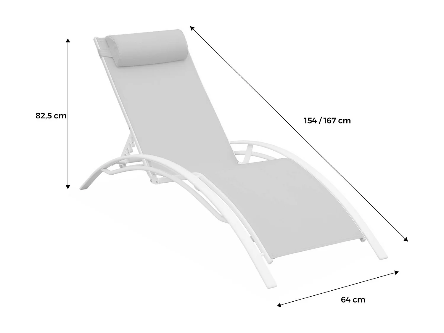 Tumbona de aluminio textileno, set de 2 antracita