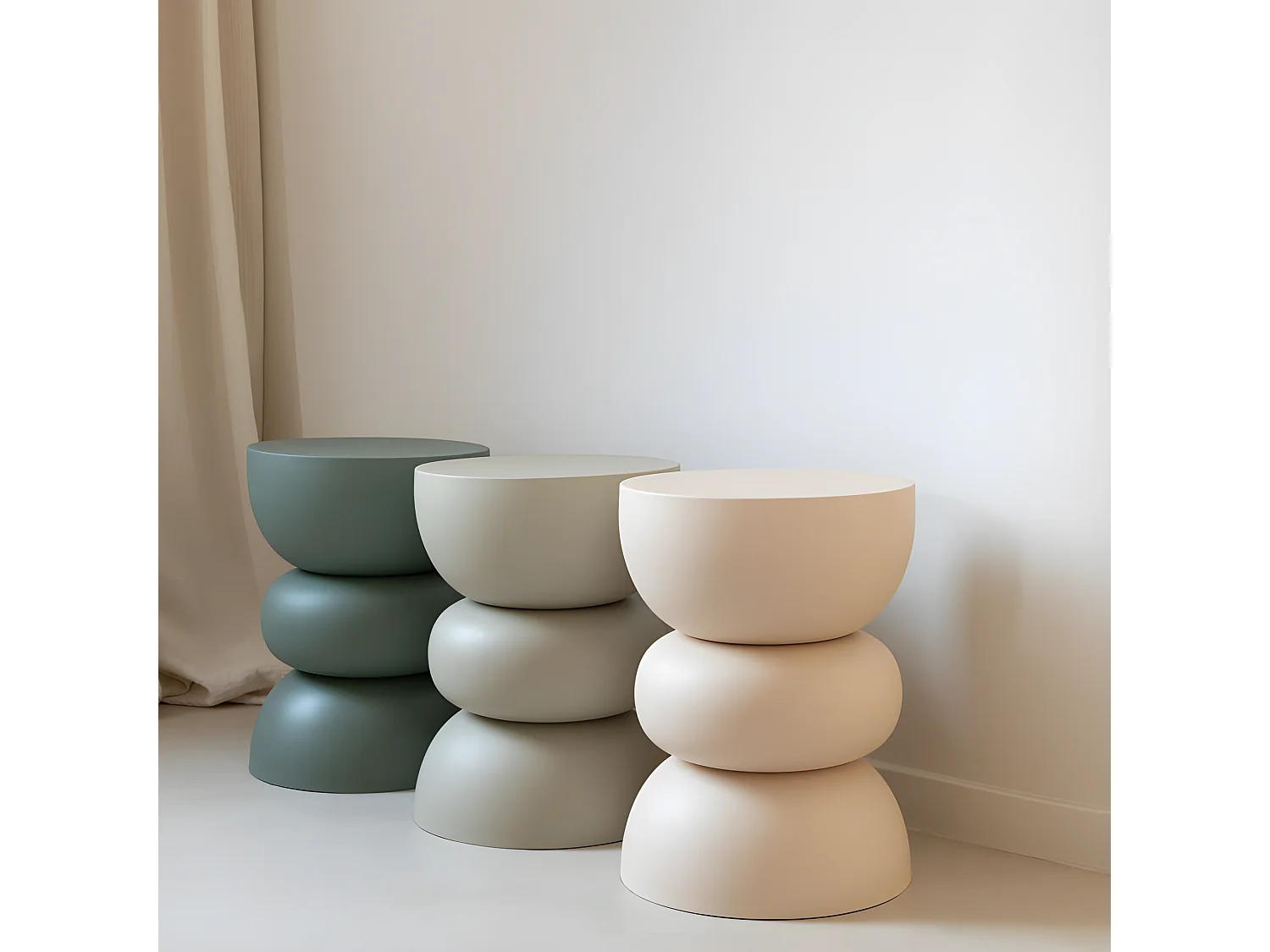 Table d'Apppoint Design en Métal "Lise" 43cm Ivoire