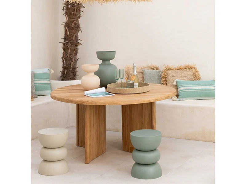 Table d'Apppoint Design en Métal "Lise" 43cm Ivoire