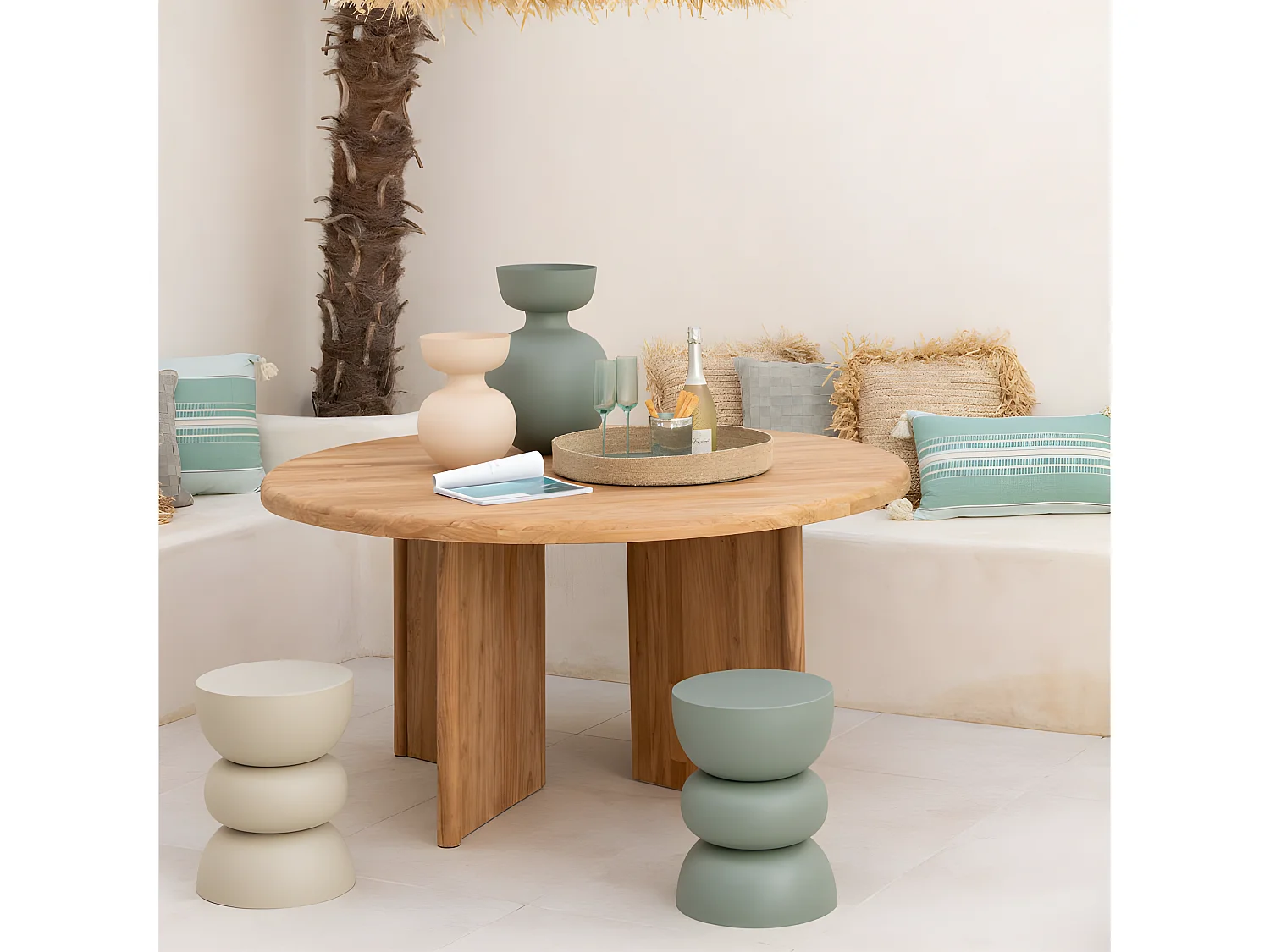 Table d'Apppoint Design en Métal "Lise" 43cm Vert
