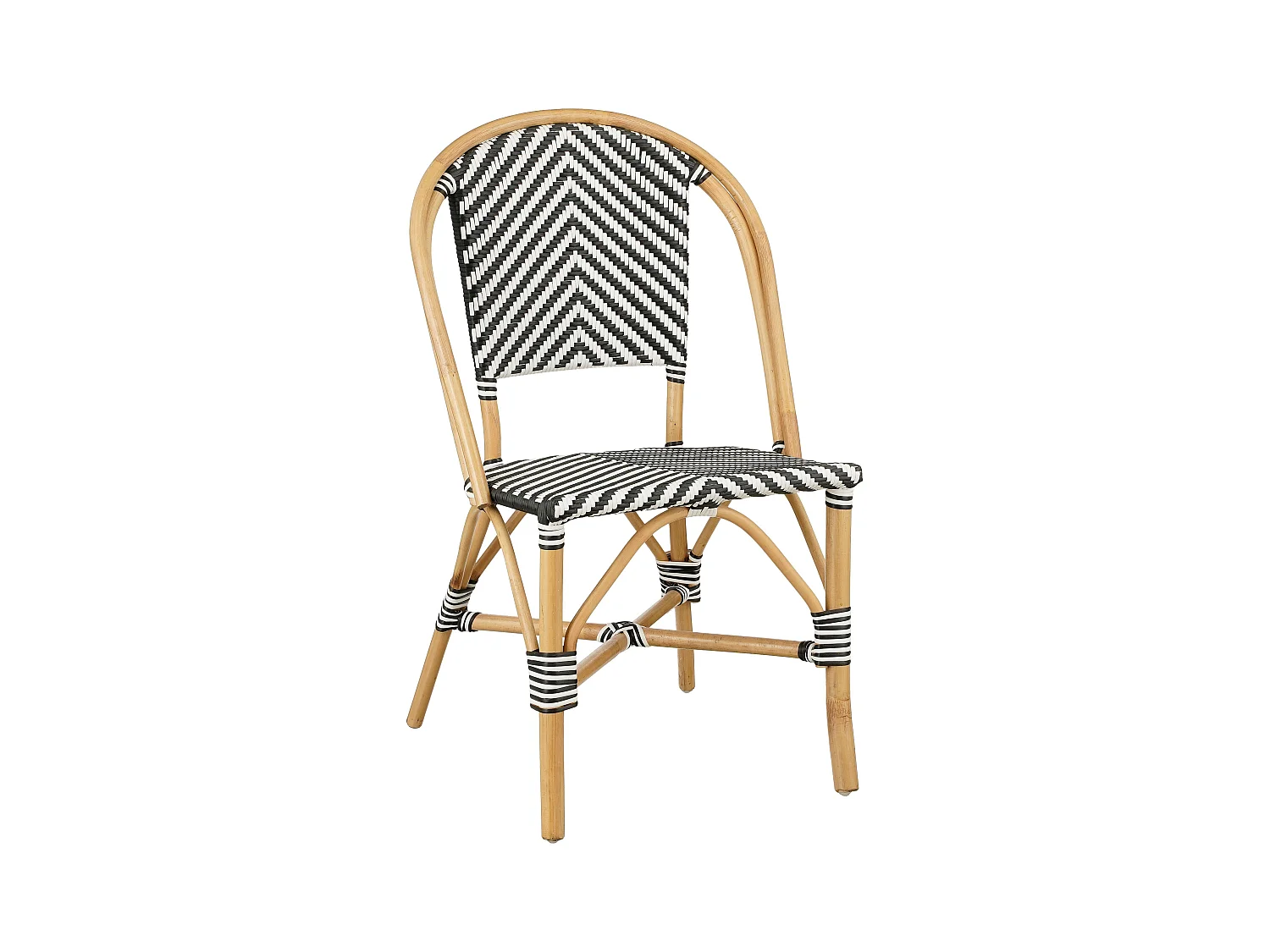 Tuin bistrostoel van rotan ensynthetisch - 51 x 57 x 90 - Zwart, wit - MANDOX