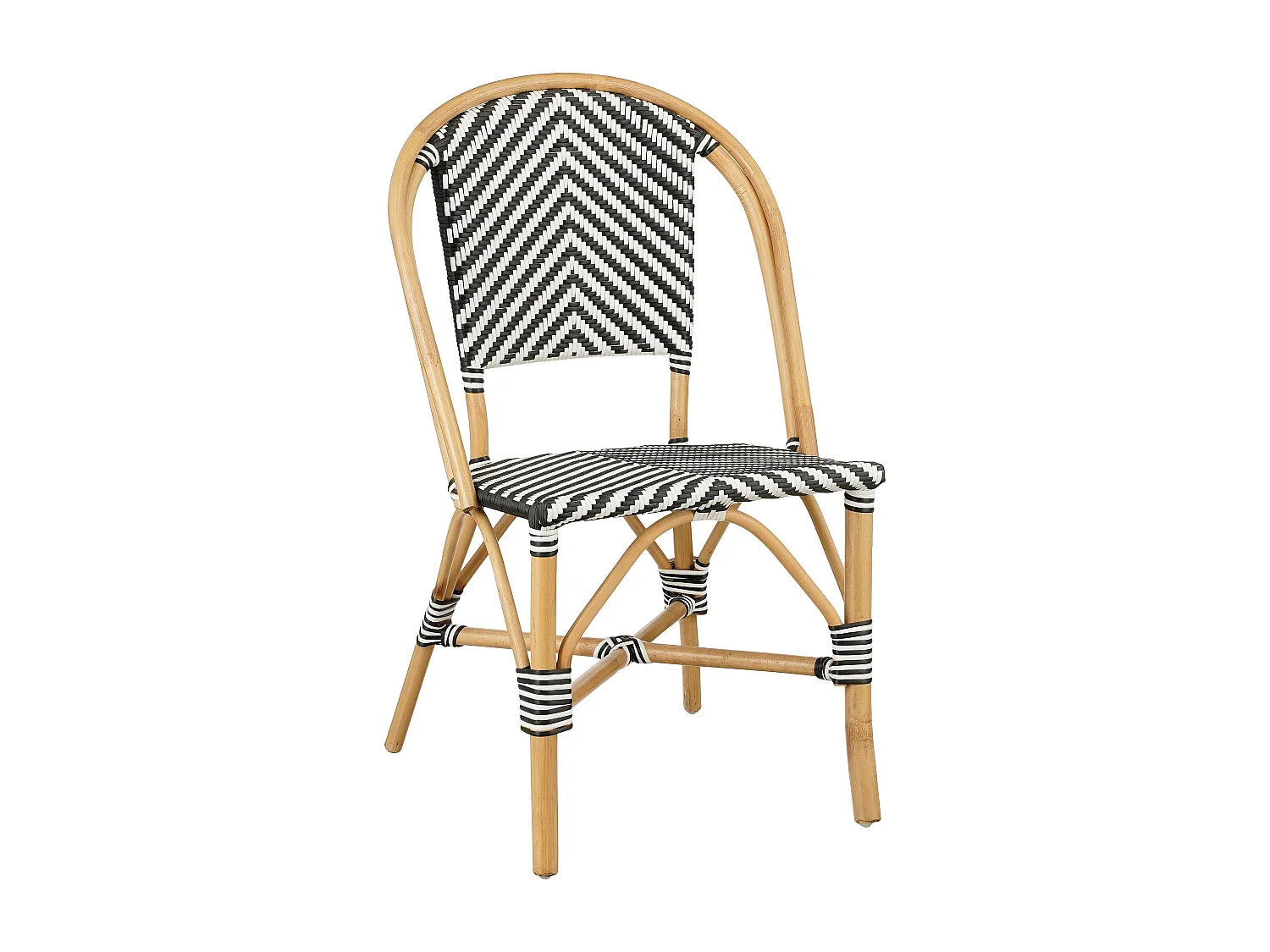 Tuin bistrostoel van rotan ensynthetisch - 51 x 57 x 90 - Zwart, wit - MANDOX