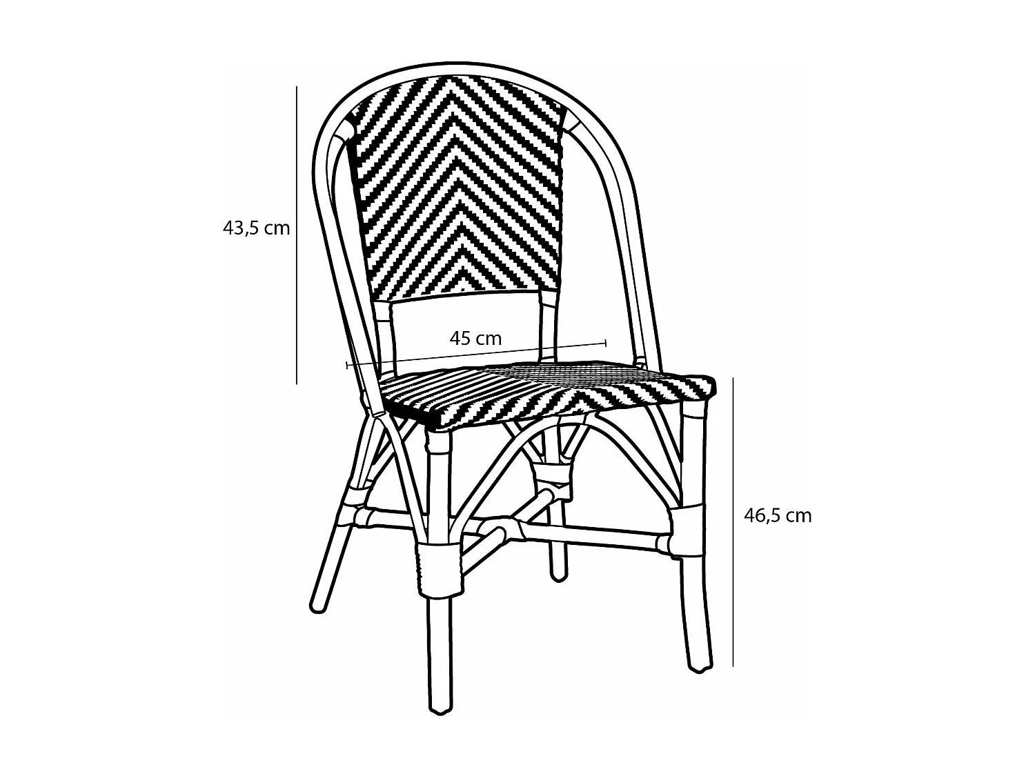Tuin bistrostoel van rotan ensynthetisch - 51 x 57 x 90 - Zwart, wit - MANDOX