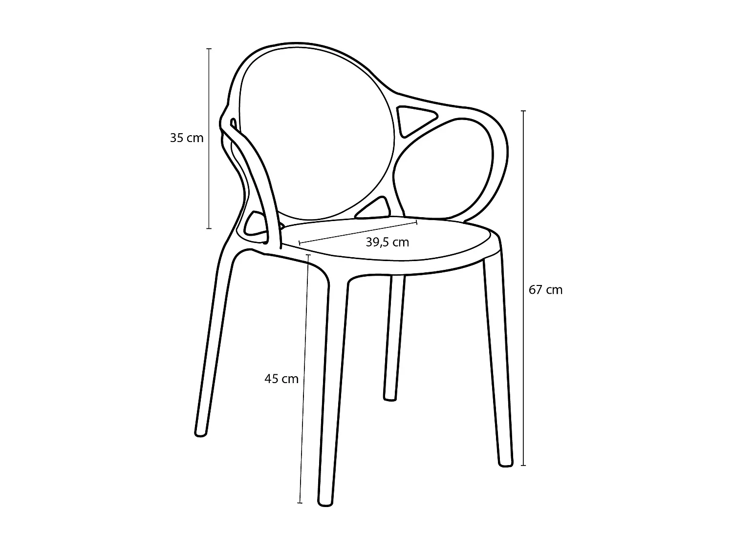Chaise de jardin en polypropylène - 56 x 56.5 x 80 - Saumon - NEBRASKA