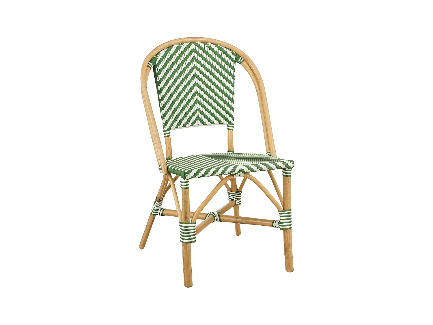Chaise de bistrot de jardin en rotin et synthétique - 51 x 57 x 90 - Vert foncé, blanc - MANDOX