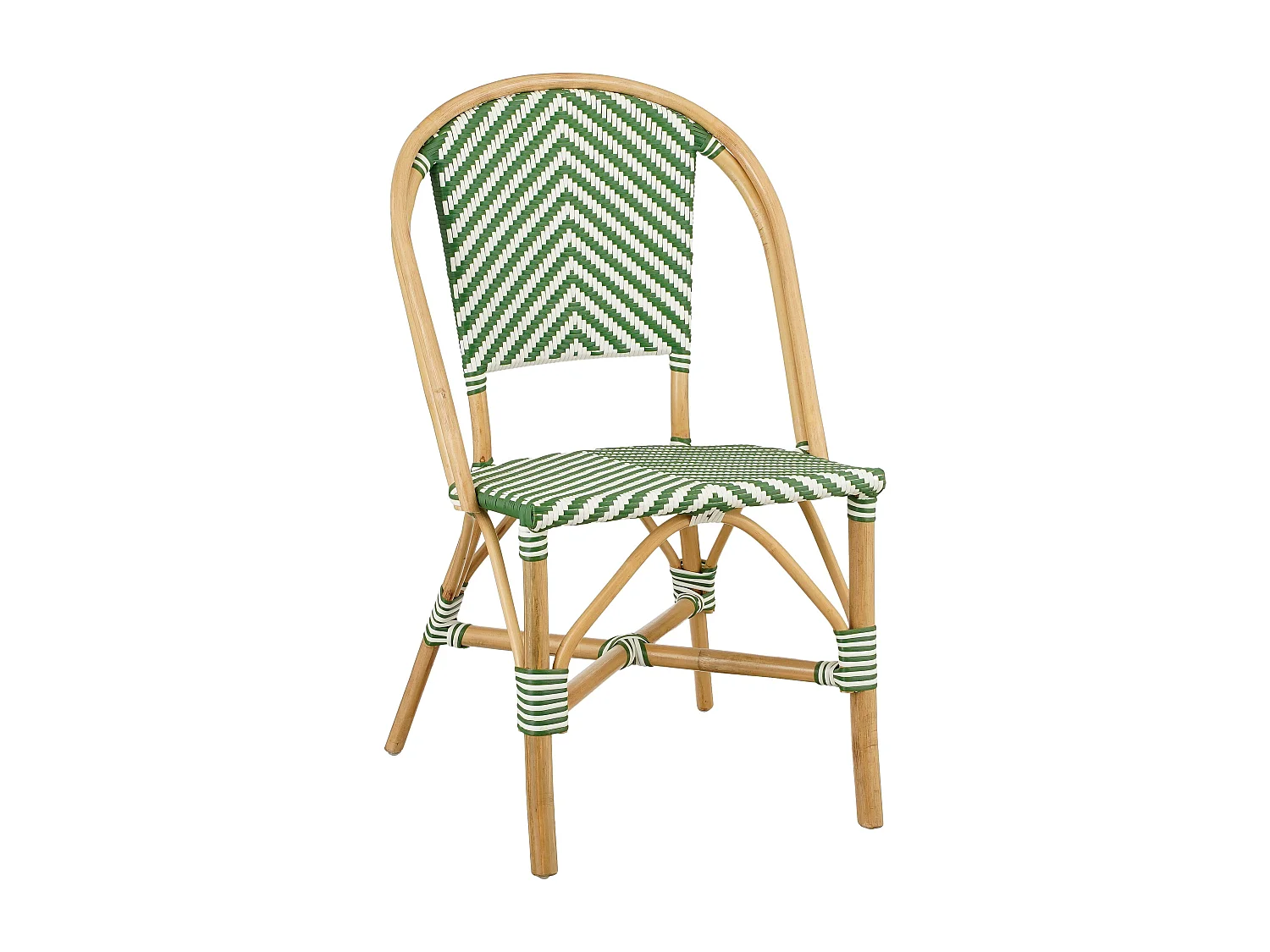 Chaise de bistrot de jardin en rotin et synthétique - 51 x 57 x 90 - Vert foncé, blanc - MANDOX