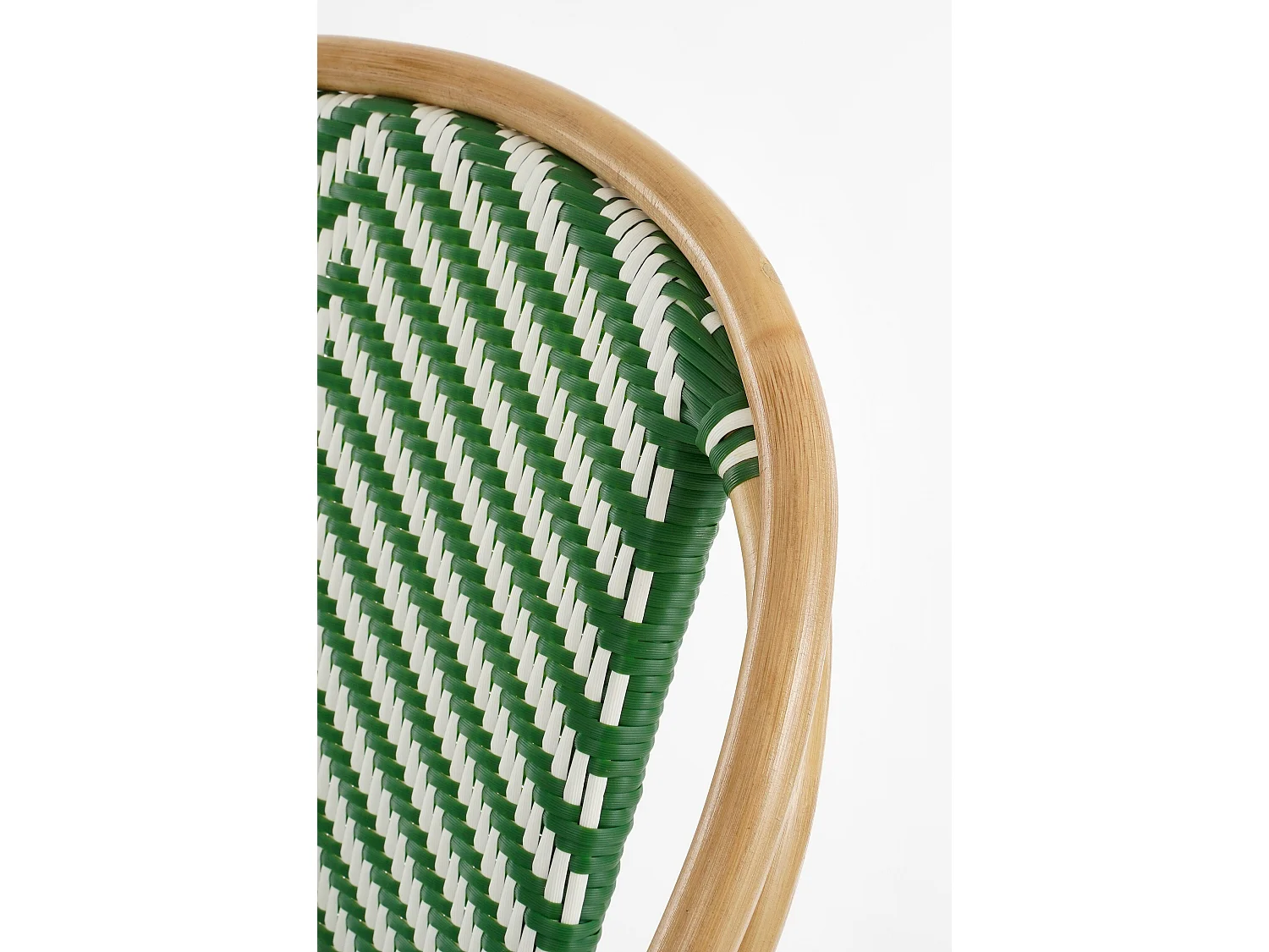 Chaise de bistrot de jardin en rotin et synthétique - 51 x 57 x 90 - Vert foncé, blanc - MANDOX