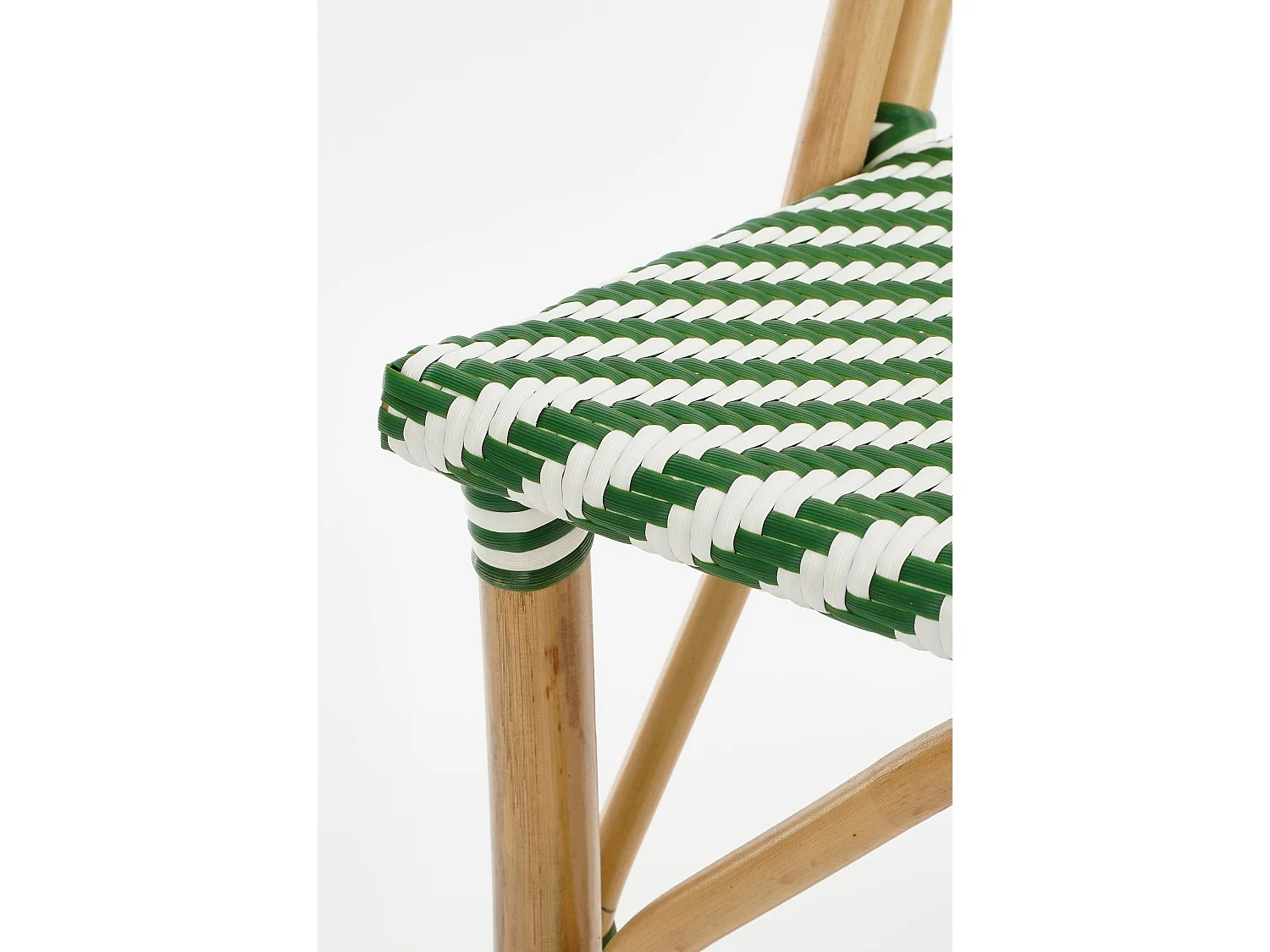 Chaise de bistrot de jardin en rotin et synthétique - 51 x 57 x 90 - Vert foncé, blanc - MANDOX