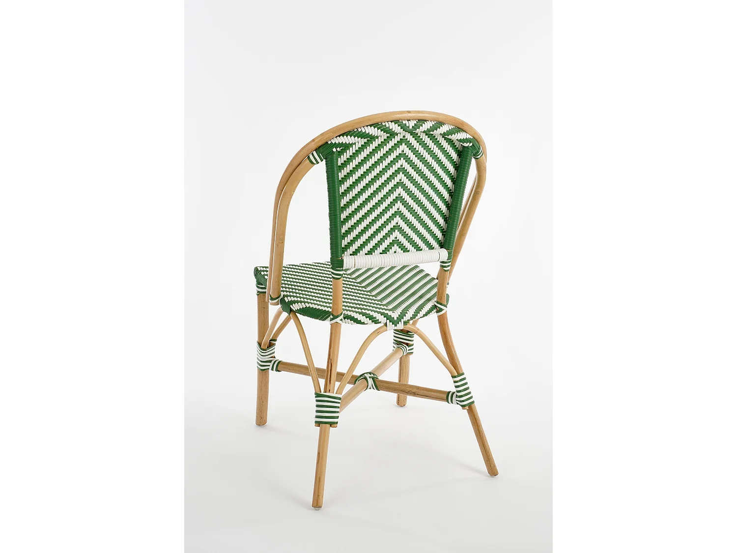 Chaise de bistrot de jardin en rotin et synthétique - 51 x 57 x 90 - Vert foncé, blanc - MANDOX