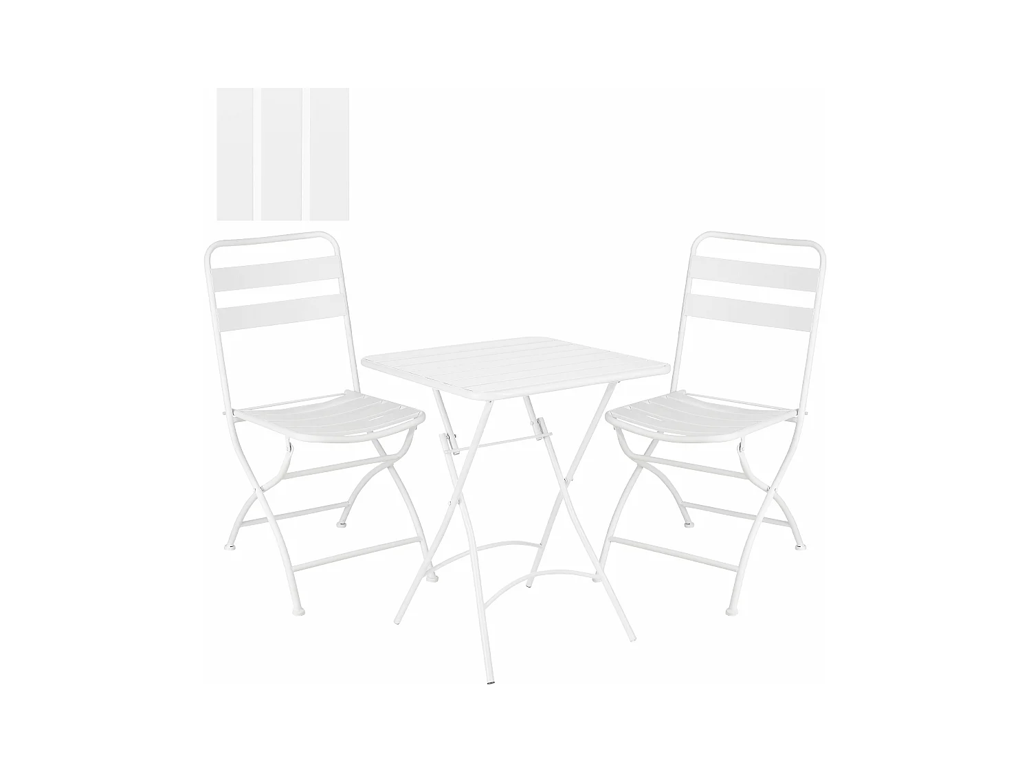 Ensemble de bistrots de jardin en métal - 60 x 60 x 74,5 - Blanc - EVITA